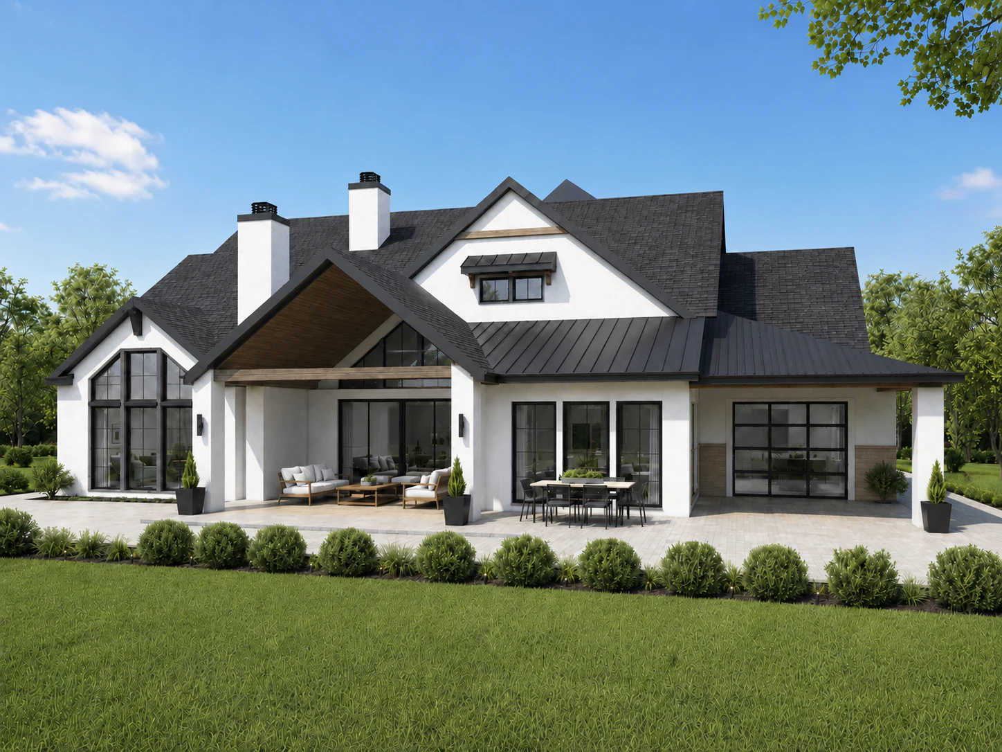 Modern Family Residence exterior in clear daylight